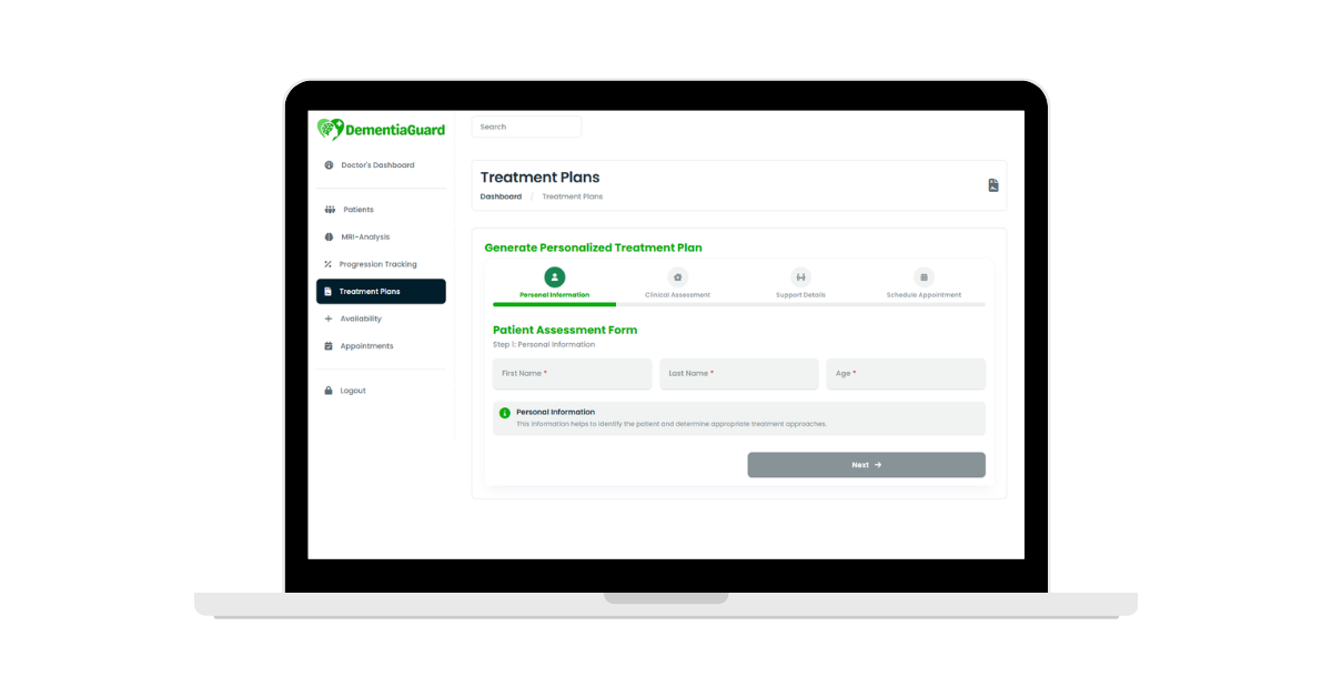Treatment plan creation interface